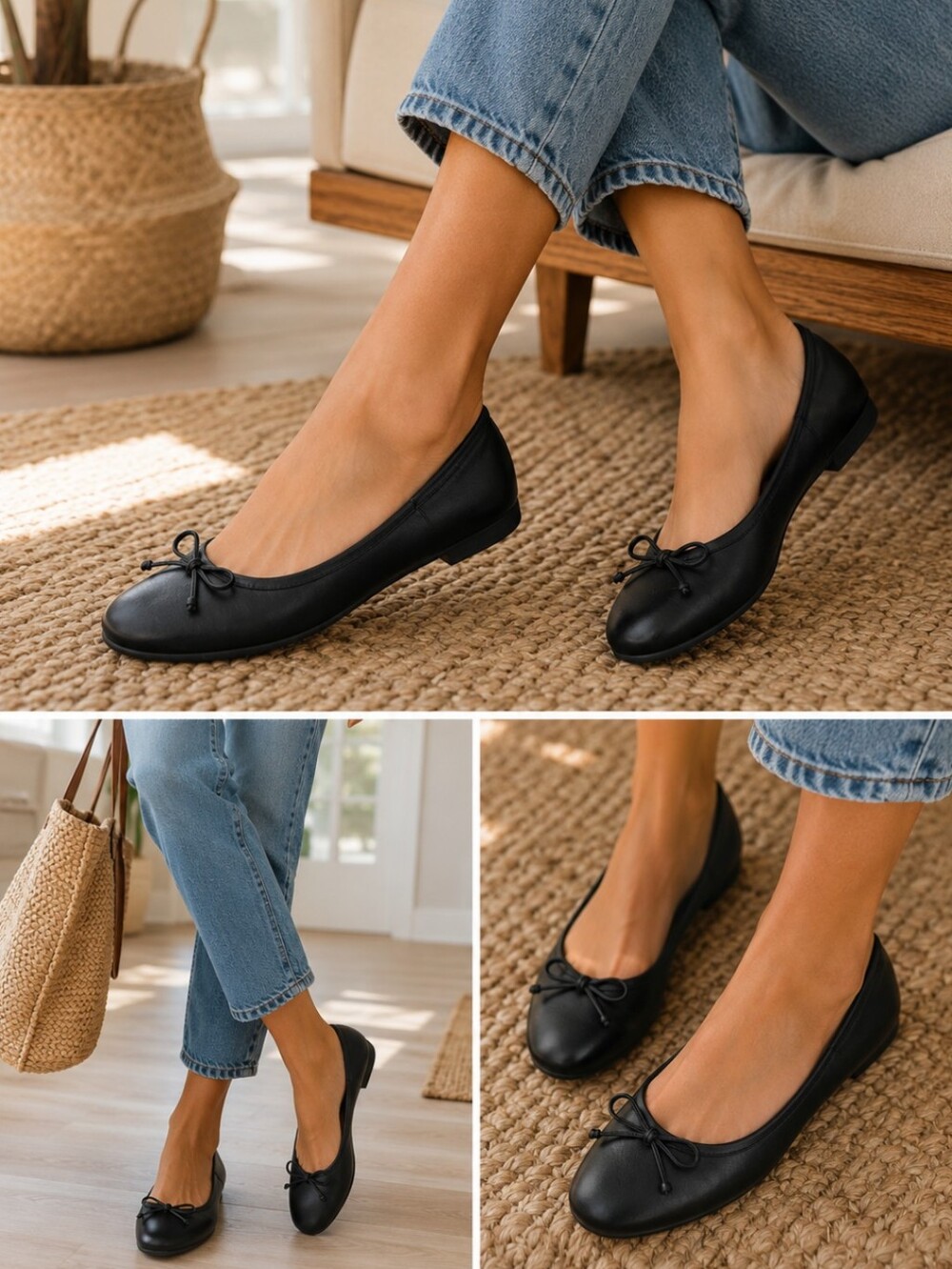 Vionic Black Leather Ballet Flats NWT Bow Detail Comfort Shoes